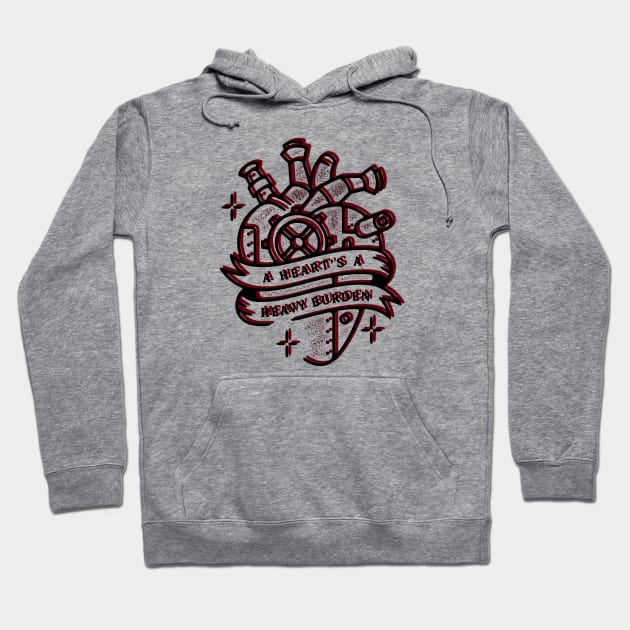 a heart's a heavy burden Hoodie by red glitch line 